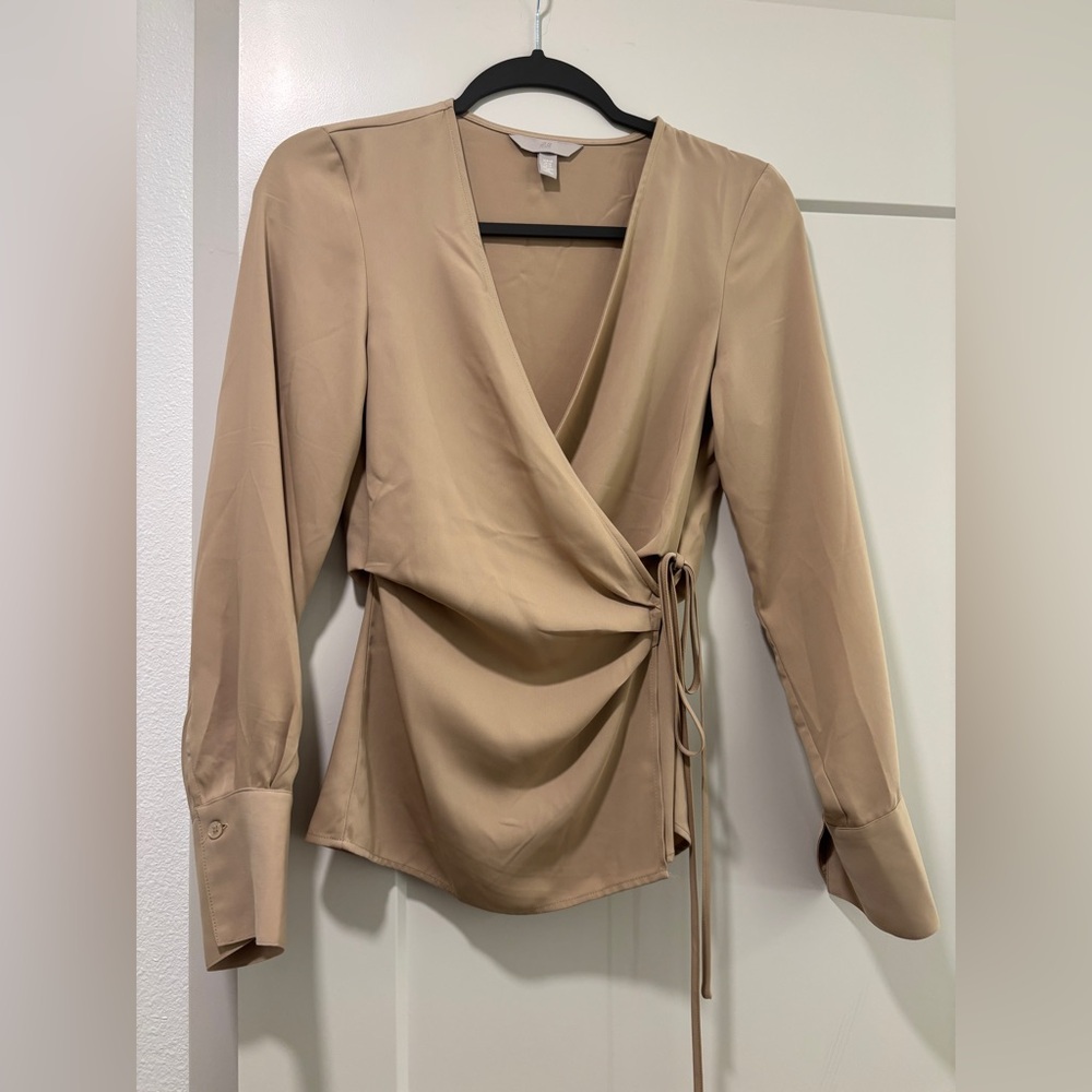 H&M Beige Wrap Blouse